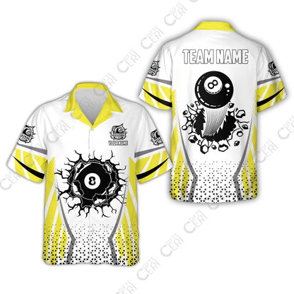 Customized 8 Ball Pool Hawaiian Shirt, Billiard Triangle Pattern, 8-Ball Breaks The Wall, Billiard Jerseys