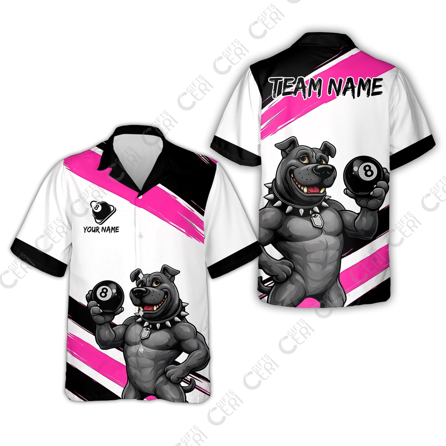 Customized Billiards Hawaiian Shirt, Personalized Pitbull 8 Ball Jersey Gift For Billiard Players