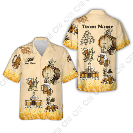 Customized 8 Ball Pool Hawaiian Shirt, Beer 3 Scale Billiard 8-Ball, Personalized Billiards Jersey