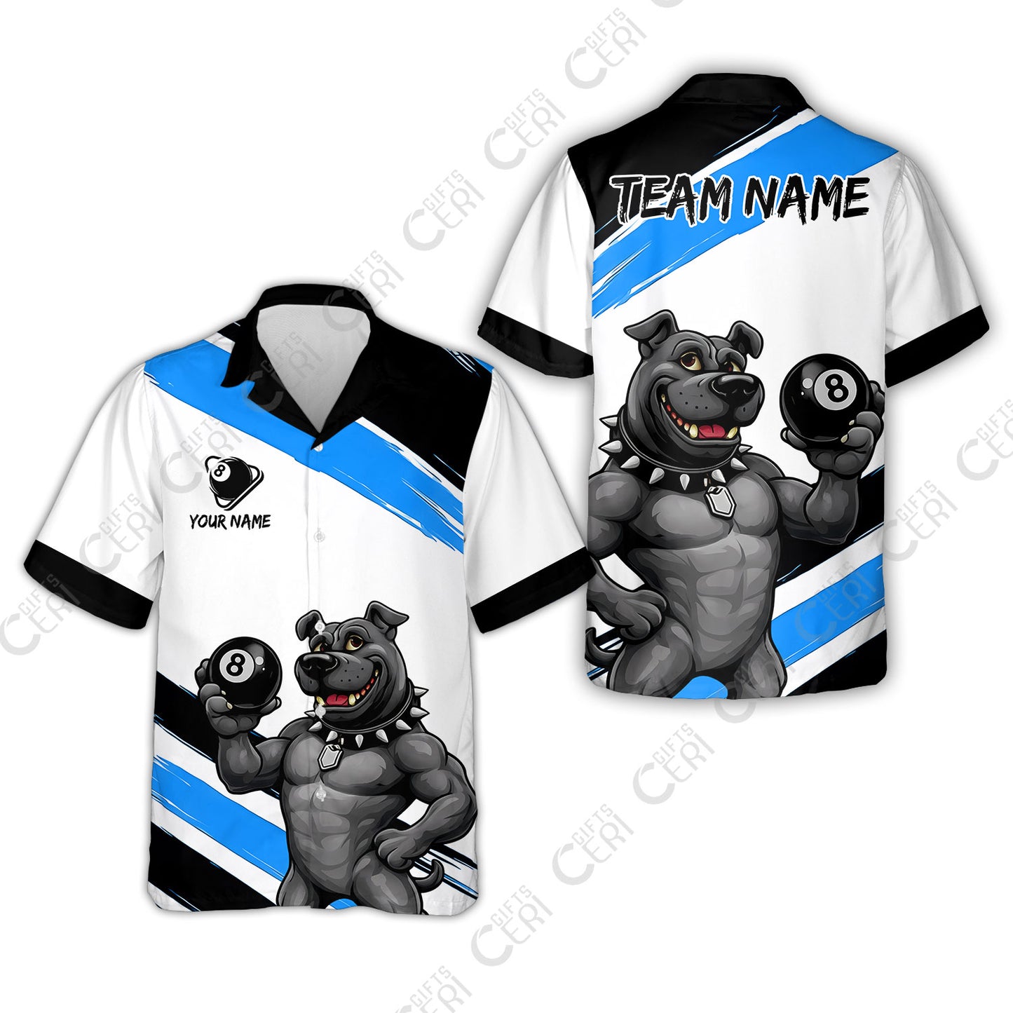 Customized Billiards Hawaiian Shirt, Personalized Pitbull 8 Ball Jersey Gift For Billiard Players
