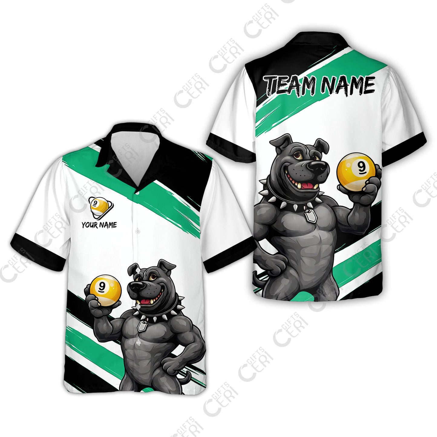 Customized Billiards Hawaiian Shirt, Personalized Pitbull 9 Ball Jersey Gift For Billiard Players