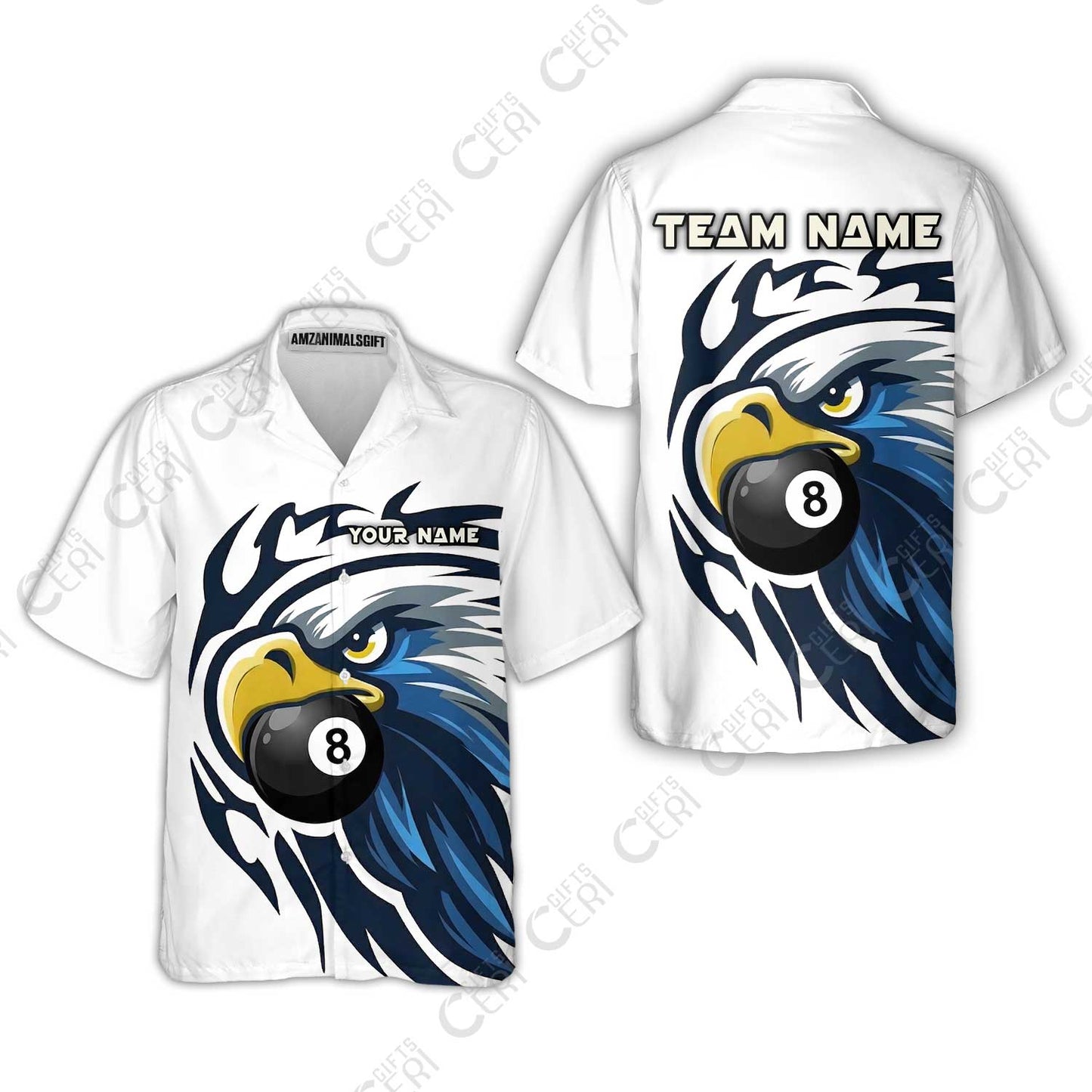 Customized 8 Ball Pool Hawaiian Shirt, Eagle Eye 8-Ball, Personalized Billiards Jersey