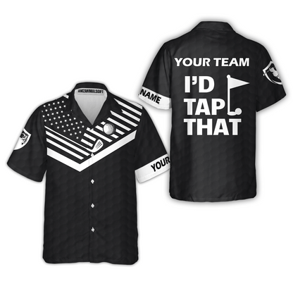 Personalized Golf American Flag Golf Unisex Polo Shirt, I'd Tap That Golf Custom Shirt For Men, Gift Idea For Male Players, Gift For Golfers