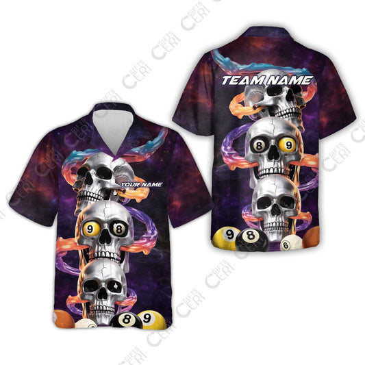Customized 8 Ball Pool Hawaiian Shirt, Billiards 8-Ball Galaxy Reaper, Billiards Jerseys