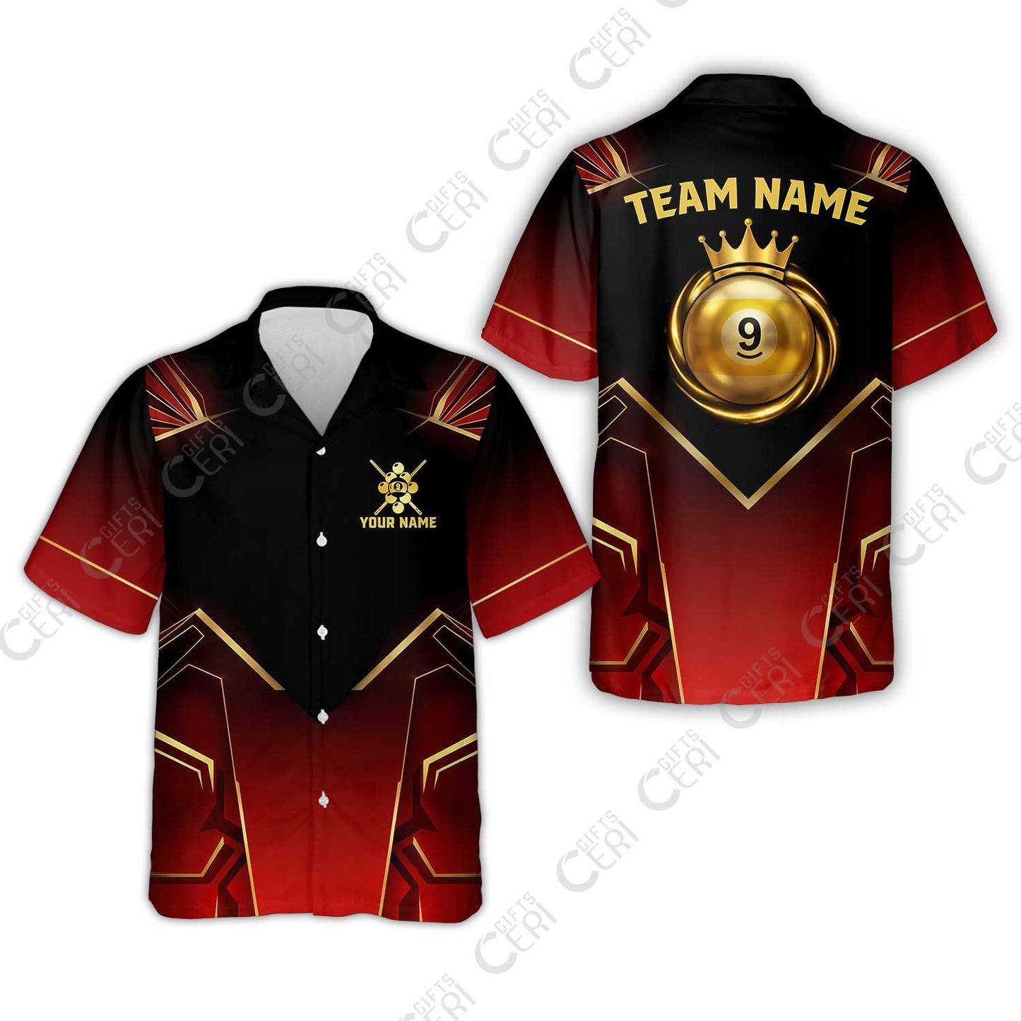 Customized 9 Ball Pool Hawaiian Shirt, Tech-Futuristic 3 Scale 9-Ball, Personalized Billiards Jersey