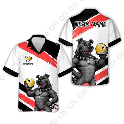 Customized Billiards Hawaiian Shirt, Personalized Pitbull 9 Ball Jersey Gift For Billiard Players