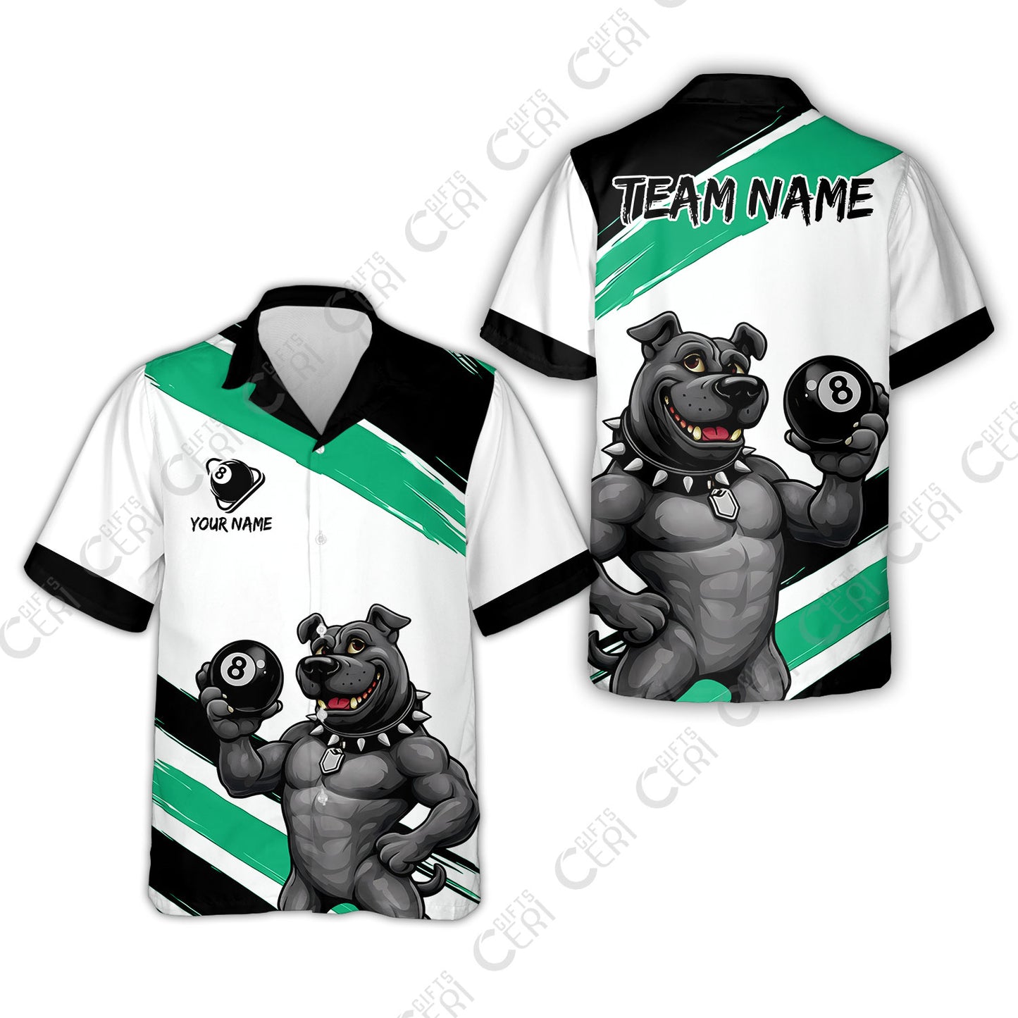 Customized Billiards Hawaiian Shirt, Personalized Pitbull 8 Ball Jersey Gift For Billiard Players
