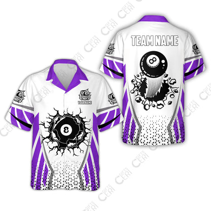 Customized 8 Ball Pool Hawaiian Shirt, Billiard Triangle Pattern, 8-Ball Breaks The Wall, Billiard Jerseys