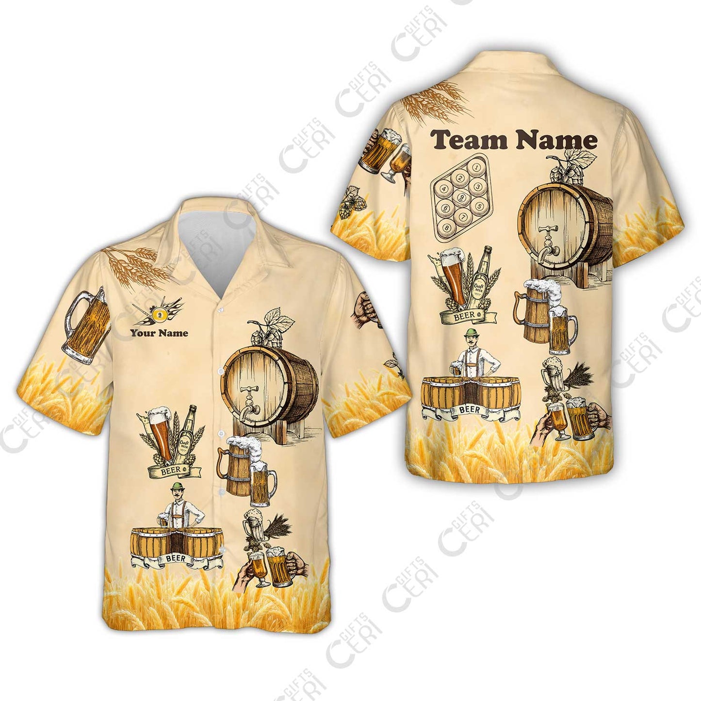 Customized 9 Ball Pool Hawaiian Shirt, Beer 3 Scale Billiard 9-ball, Personalized Billiards Jersey
