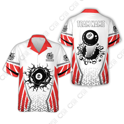 Customized 8 Ball Pool Hawaiian Shirt, Billiard Triangle Pattern, 8-Ball Breaks The Wall, Billiard Jerseys
