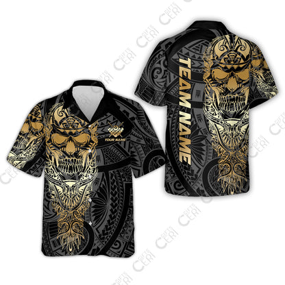 Customized 8 Ball Pool Hawaiian Shirt, 8-Ball Billiard Ethnic Tribal Style Pattern, Billiards Jerseys
