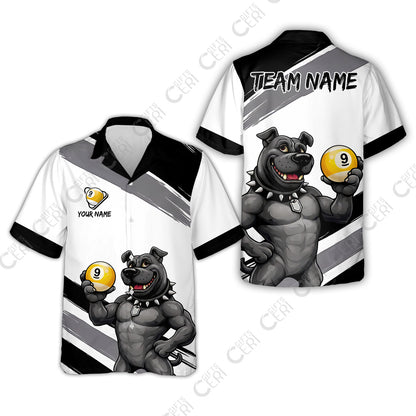 Customized Billiards Hawaiian Shirt, Personalized Pitbull 9 Ball Jersey Gift For Billiard Players