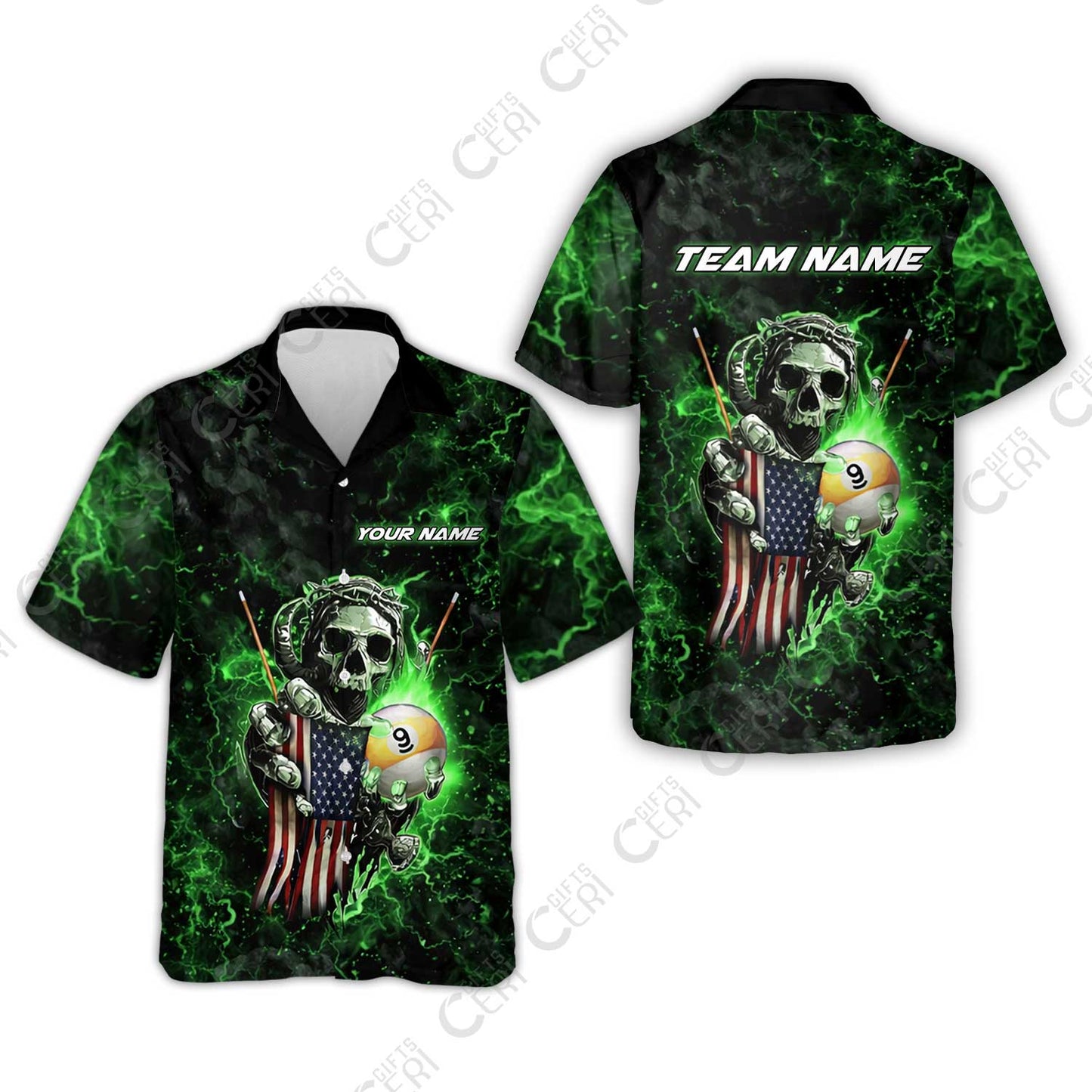 Customized Billiards Hawaiian Shirt, Personalized Ghost Break 9 Ball Jersey Gift For Billiard Players