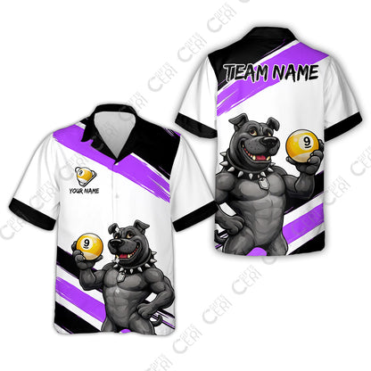 Customized Billiards Hawaiian Shirt, Personalized Pitbull 9 Ball Jersey Gift For Billiard Players