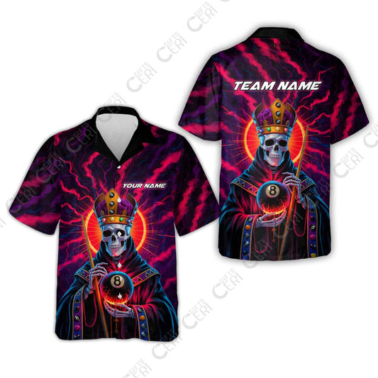 Customized 8 Ball Pool Hawaiian Shirt, Billiard 8-Ball Necromancer, Billiards Jerseys