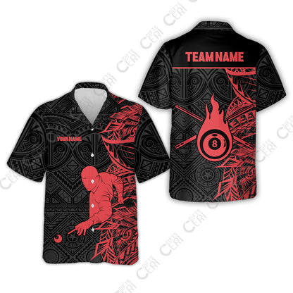 Customized 8 Ball Pool Hawaiian Shirt, 8-Ball Billiards Tattoo Pattern, Billiards Jerseys