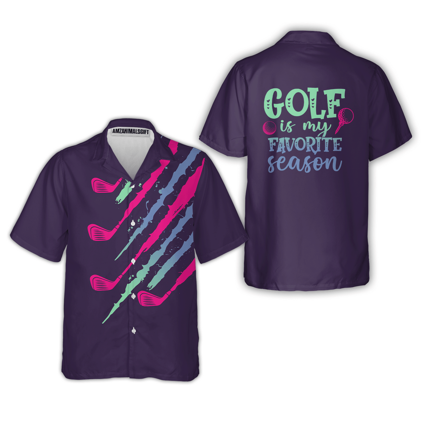 Purple Gradient Womens Golf Polo Shirt Custom Name Golf Is My Favorite Season, Golf Gifts For Women