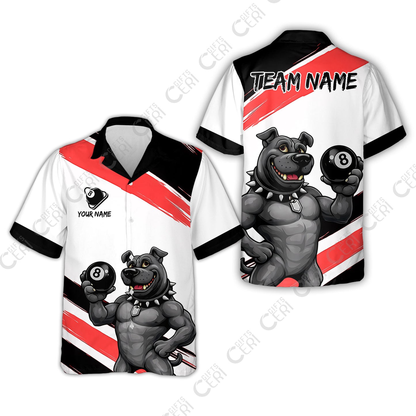Customized Billiards Hawaiian Shirt, Personalized Pitbull 8 Ball Jersey Gift For Billiard Players