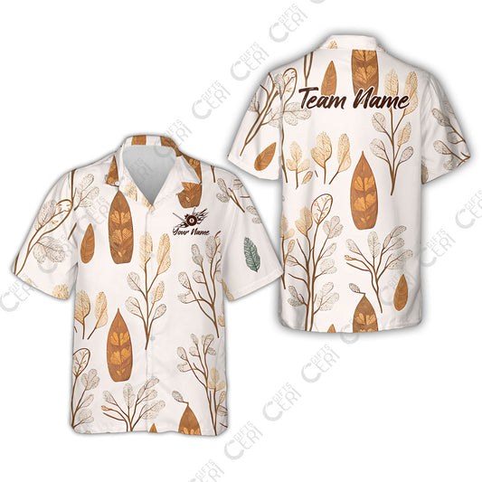 Customized 8 Ball Pool Hawaiian Shirt, Leaves Pattern Billiard 8-Ball, Personalized Billiards Jersey