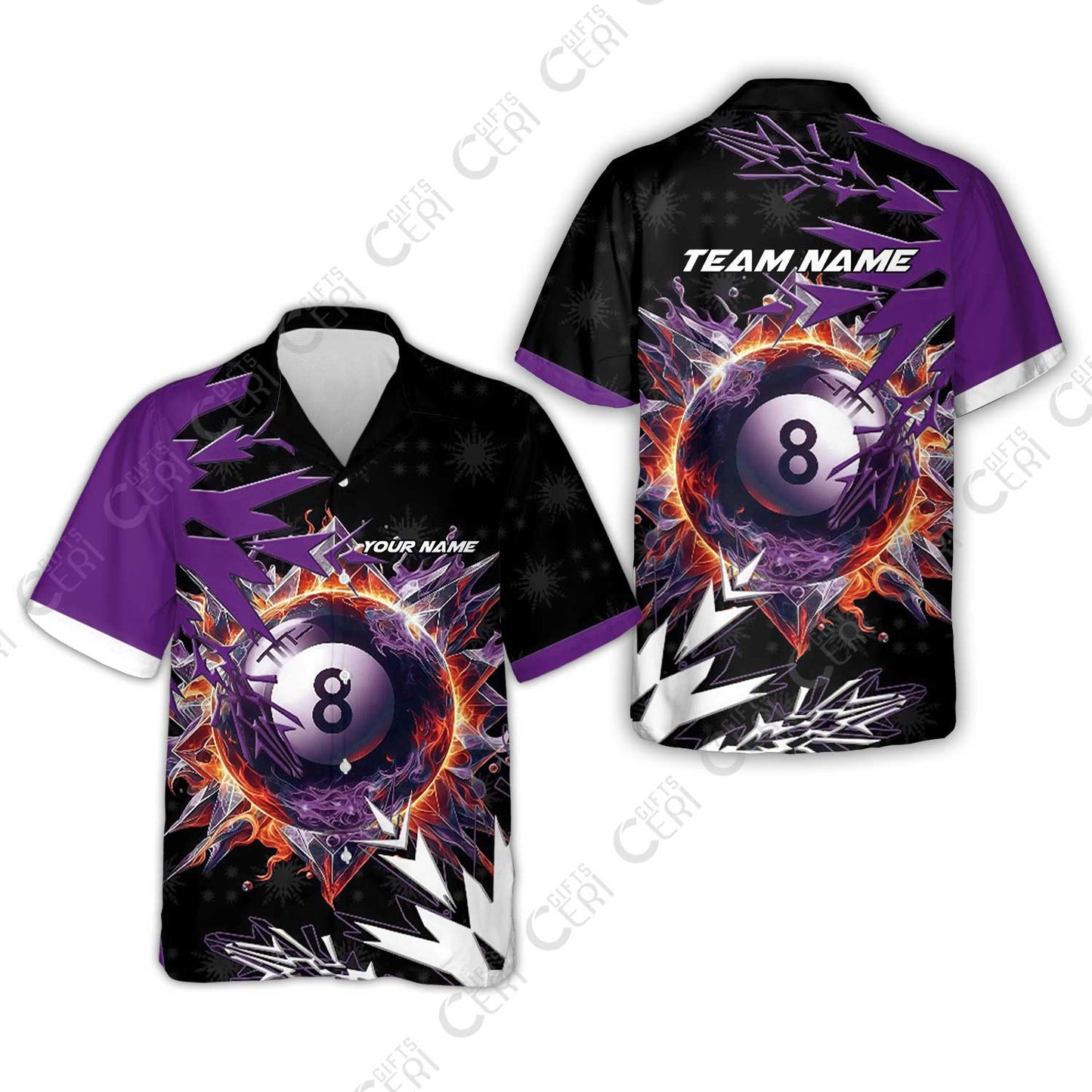 Customized Billiards Hawaiian Shirt, Personalized Frostfire 8 Ball Jersey Gift For Billiard Players
