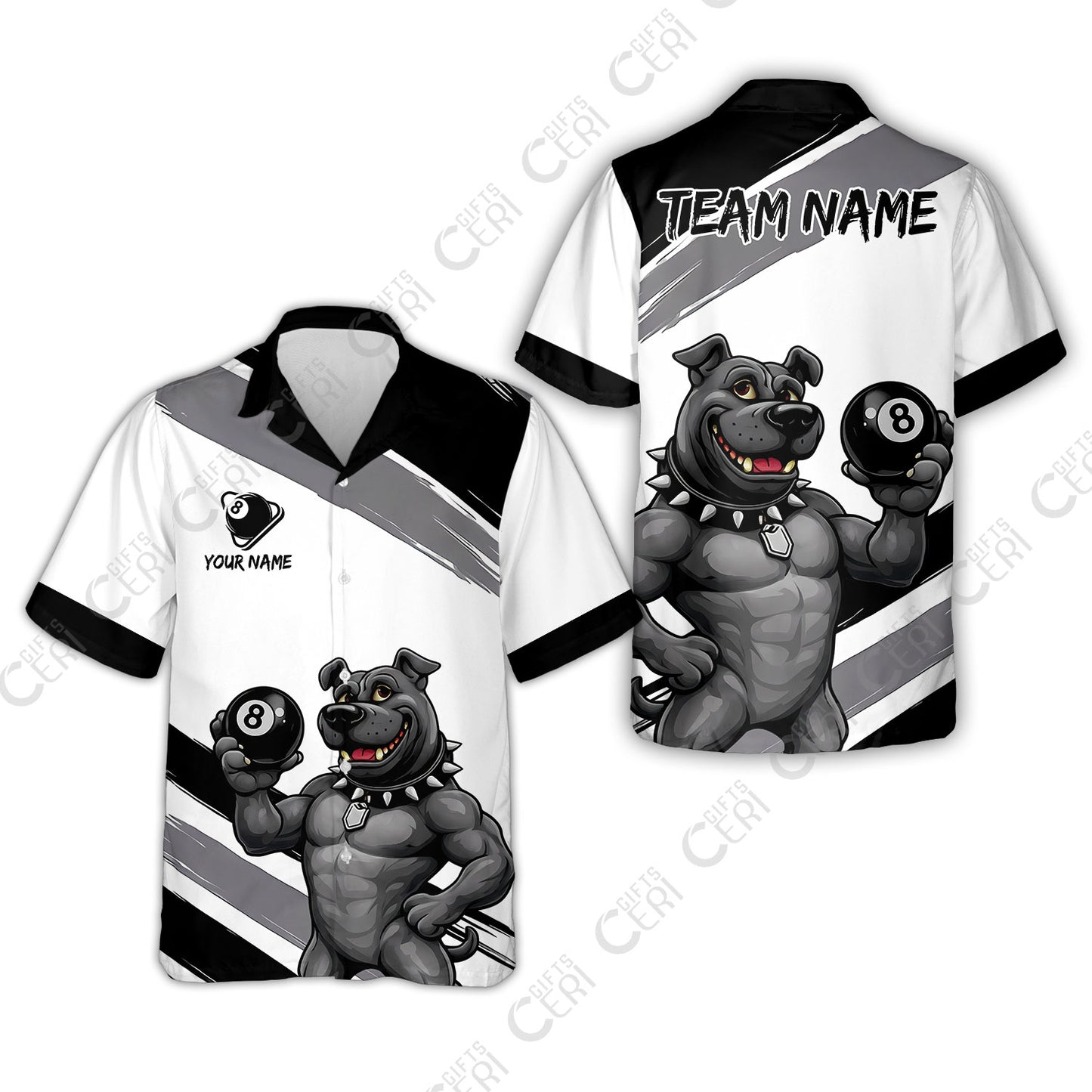 Customized Billiards Hawaiian Shirt, Personalized Pitbull 8 Ball Jersey Gift For Billiard Players