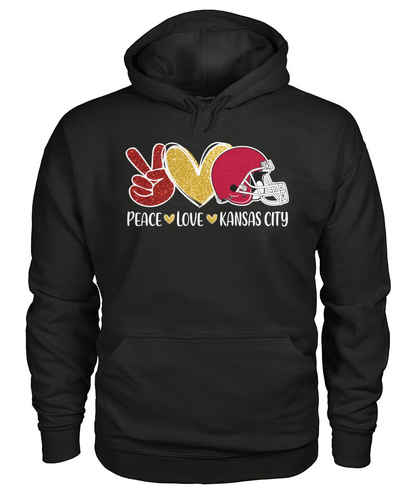 Kansas City American Football Peace Red Gold Long Sleeve Shirt, Perfect Outfit For Men Women Family Love Kansas City Football Sport