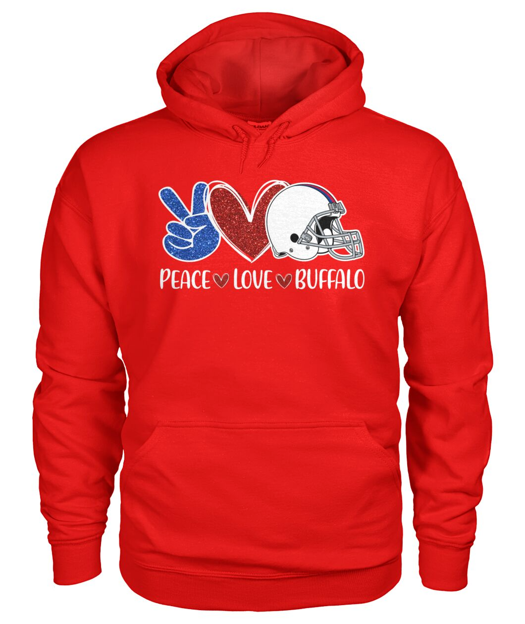 Buffalo American Football Peace Love Blue Red Long Sleeve Shirt For Men Women Family Love Buffalo Sport, Perfect Outfit For Football Lovers