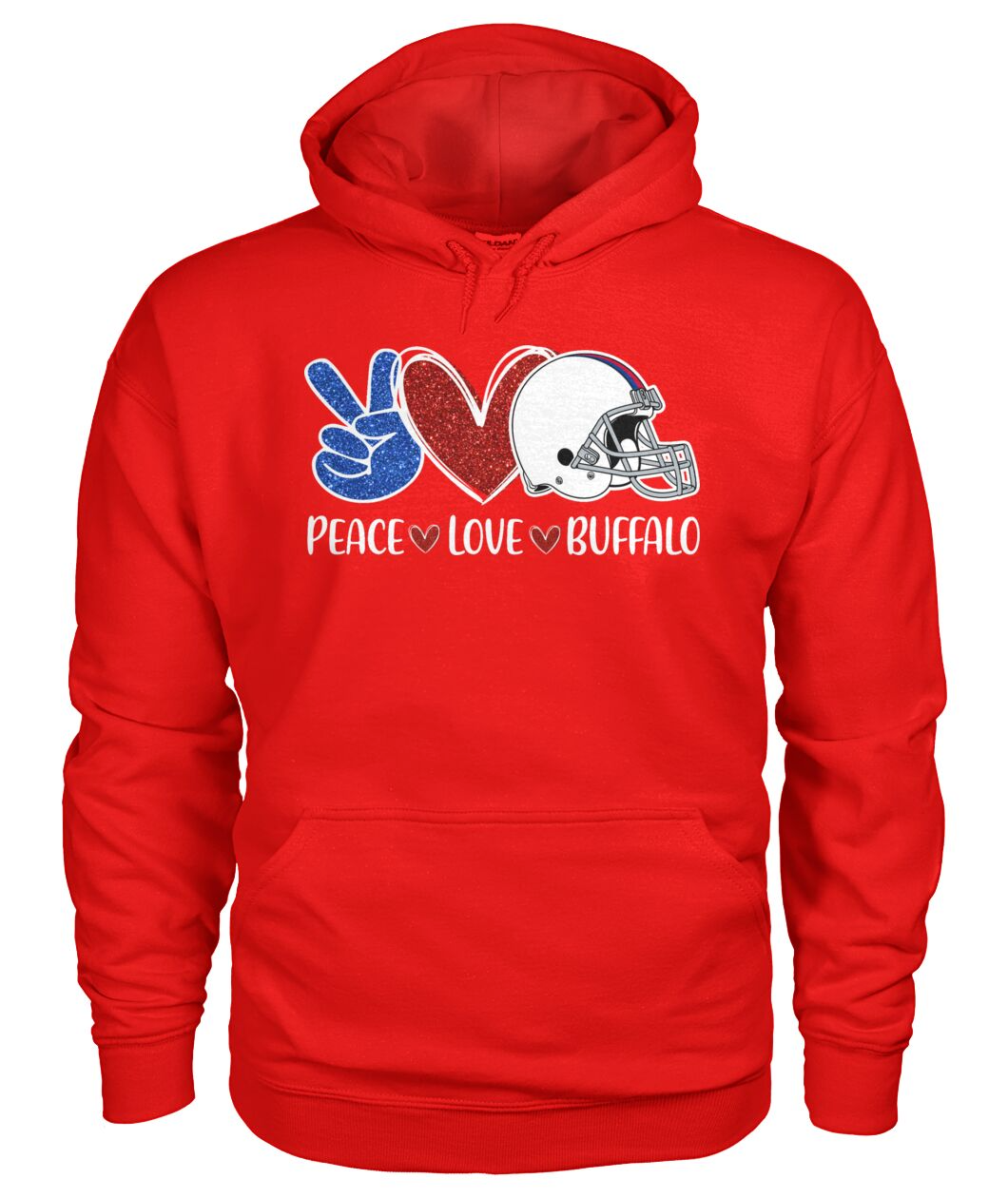Buffalo American Football Peace Love Blue Red T-Shirt For Men Women Family Love Buffalo Sports, Perfect Outfit For Football Lovers