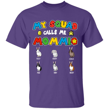 Personalized Rabbit Bunny Mom Shirt My Squad Calls Me Mommio For Mom, Mother, Grandma, Mother's Day Gift  - HN19