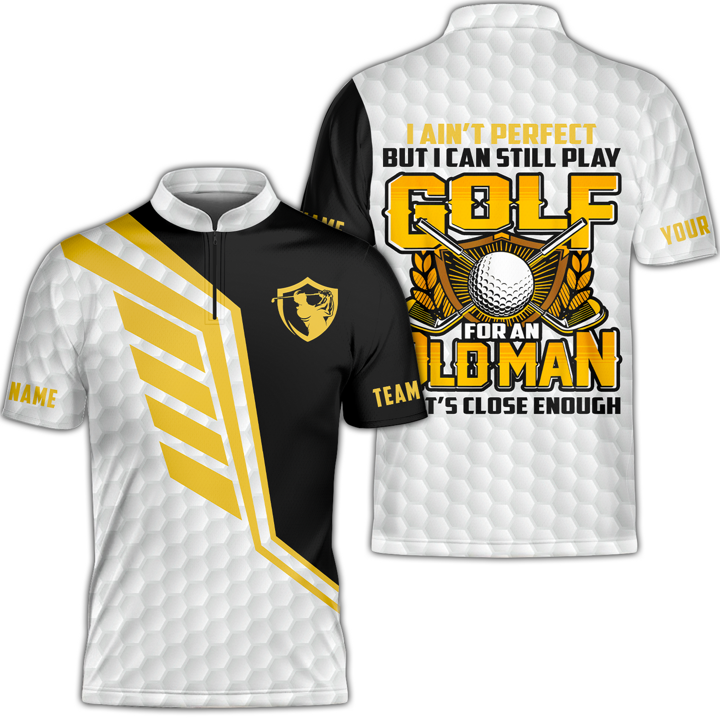 I Ain't Perfect But I Can Still Play Golf Polo Shirt, Black And White Golfing Shirt For Men, Best Gift For Men