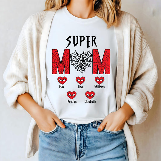 Personalized Super Spider Mom Shirt With Kids Name Shirt For Mom, Mother, Mother's Day Gift - HN25