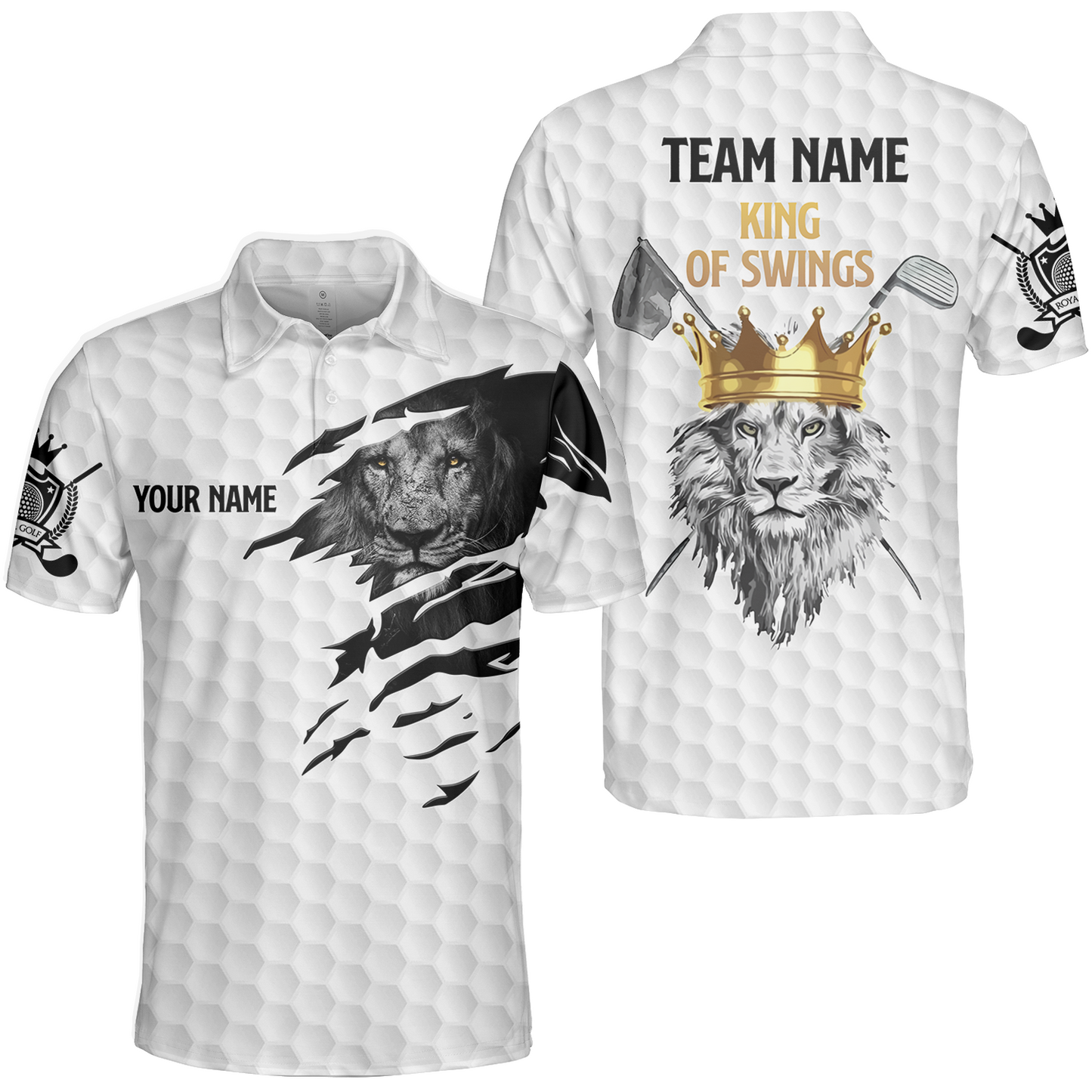 Black And White Lion King Sketching Men Polo Shirt, King Of Swings Lion Golfing Polo Shirt, Best Golf Shirt For Male