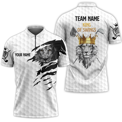 Black And White Lion King Sketching Men Polo Shirt, King Of Swings Lion Golfing Polo Shirt, Best Golf Shirt For Male