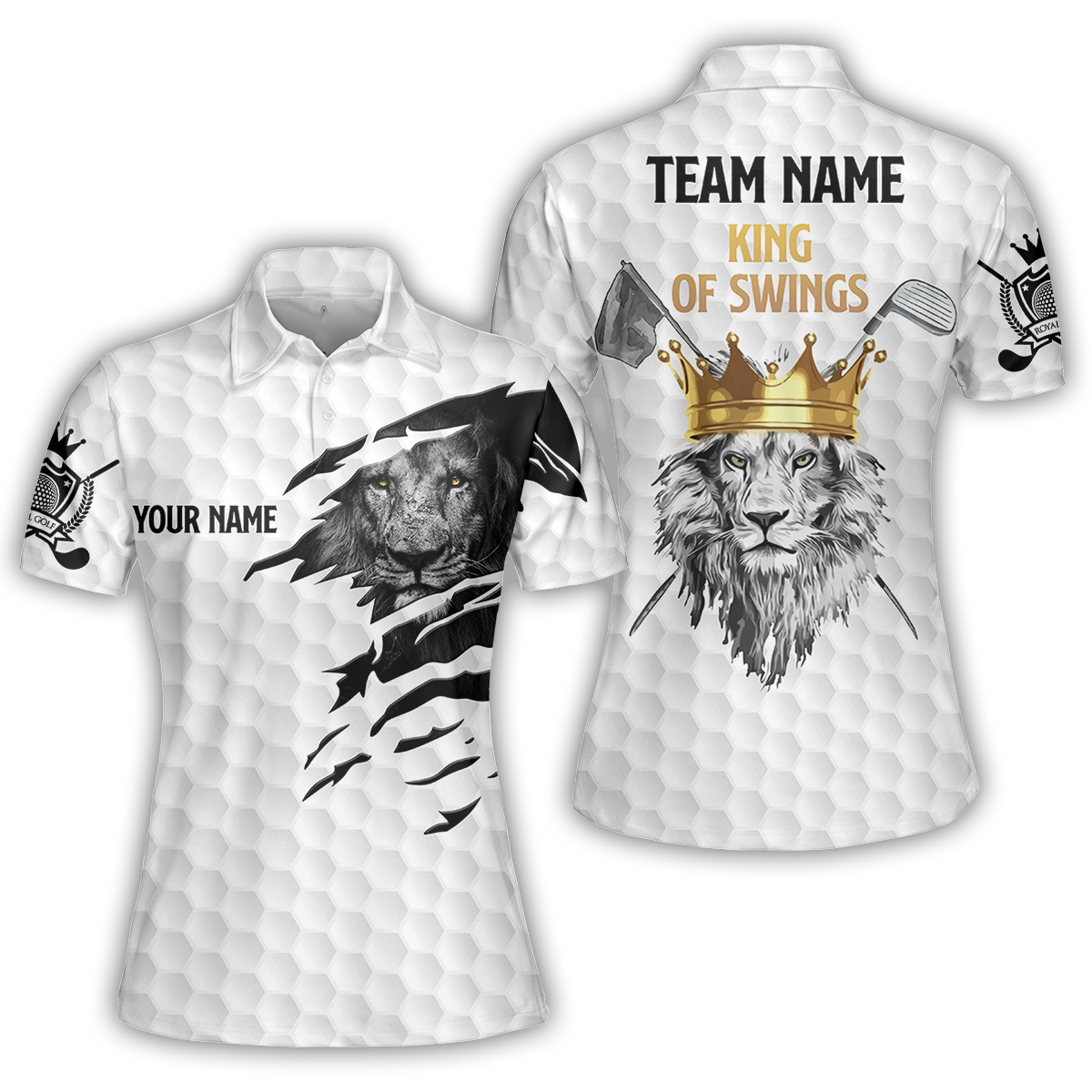 Black And White Lion King Sketching Men Polo Shirt, King Of Swings Lion Golfing Polo Shirt, Best Golf Shirt For Male