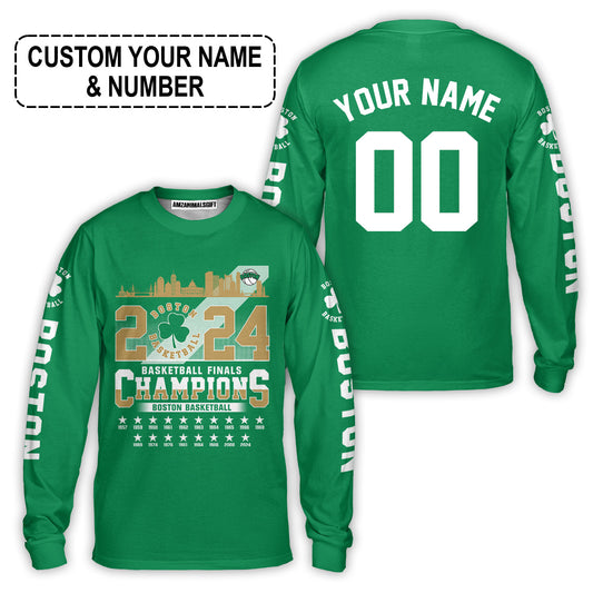 Boston American Basketball 2024 Playoff Final Champions Long Sleeve Shirt, Customized Basketball Shirt For Boston Basketball Fans - AOP