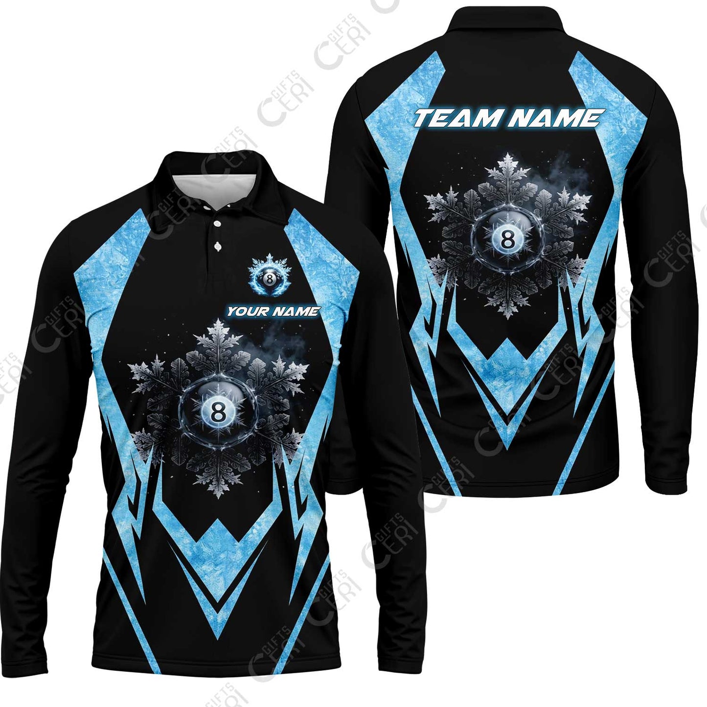 Customized Billiards Long Sleeve Polo Shirt, Personalized Ice Break 8 Ball Jersey Gift For Billiard Players