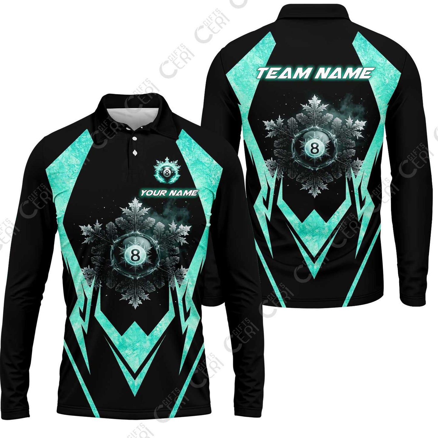 Customized Billiards Long Sleeve Polo Shirt, Personalized Ice Break 8 Ball Jersey Gift For Billiard Players