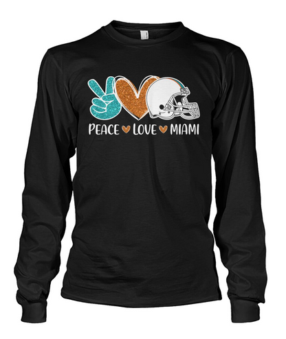 Miami American Football Peace Orange Aqua Blue Hoodies, Perfect Outfit For Men Women Family Love Miami Football Sport Lovers