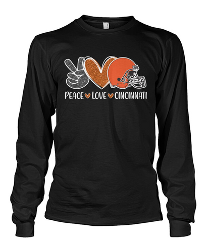 Cincinnati American Football Peace Black Orange Sweatshirts, Perfect Outfit For Men Women Family Love Cincinnati City Football Sport Lovers