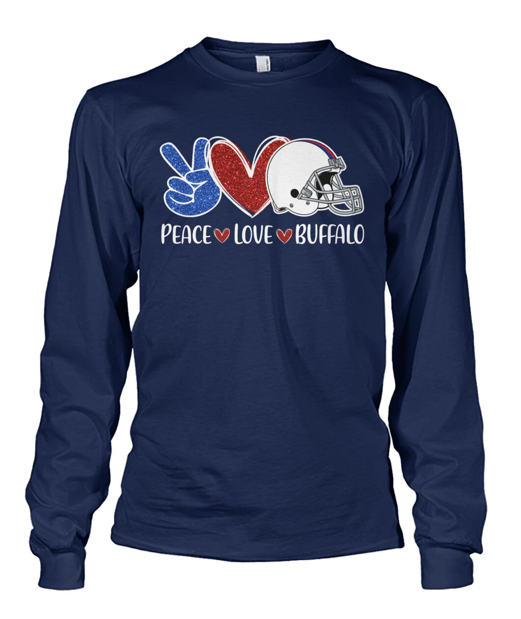 Buffalo American Football Peace Love Blue Red T-Shirt For Men Women Family Love Buffalo Sports, Perfect Outfit For Football Lovers