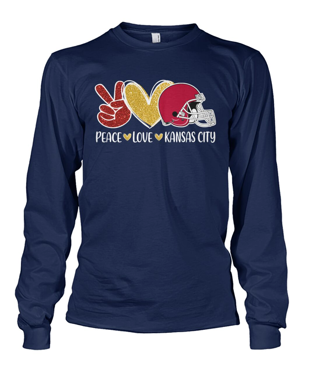 Kansas City American Football Peace Red Gold Long Sleeve Shirt, Perfect Outfit For Men Women Family Love Kansas City Football Sport