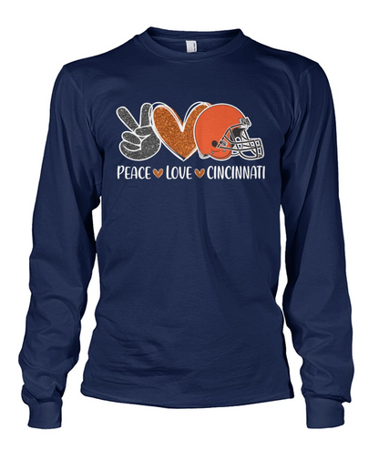 Cincinnati American Football Peace Black Orange Sweatshirts, Perfect Outfit For Men Women Family Love Cincinnati City Football Sport Lovers