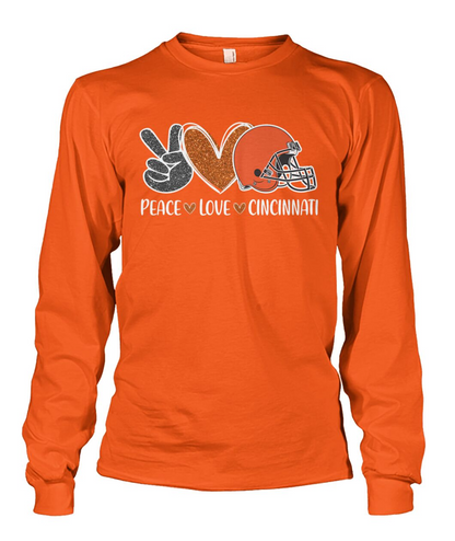 Cincinnati American Football Peace Black Orange Sweatshirts, Perfect Outfit For Men Women Family Love Cincinnati City Football Sport Lovers