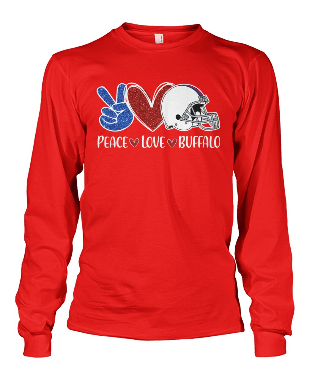 Buffalo American Football Peace Love Blue Red T-Shirt For Men Women Family Love Buffalo Sports, Perfect Outfit For Football Lovers