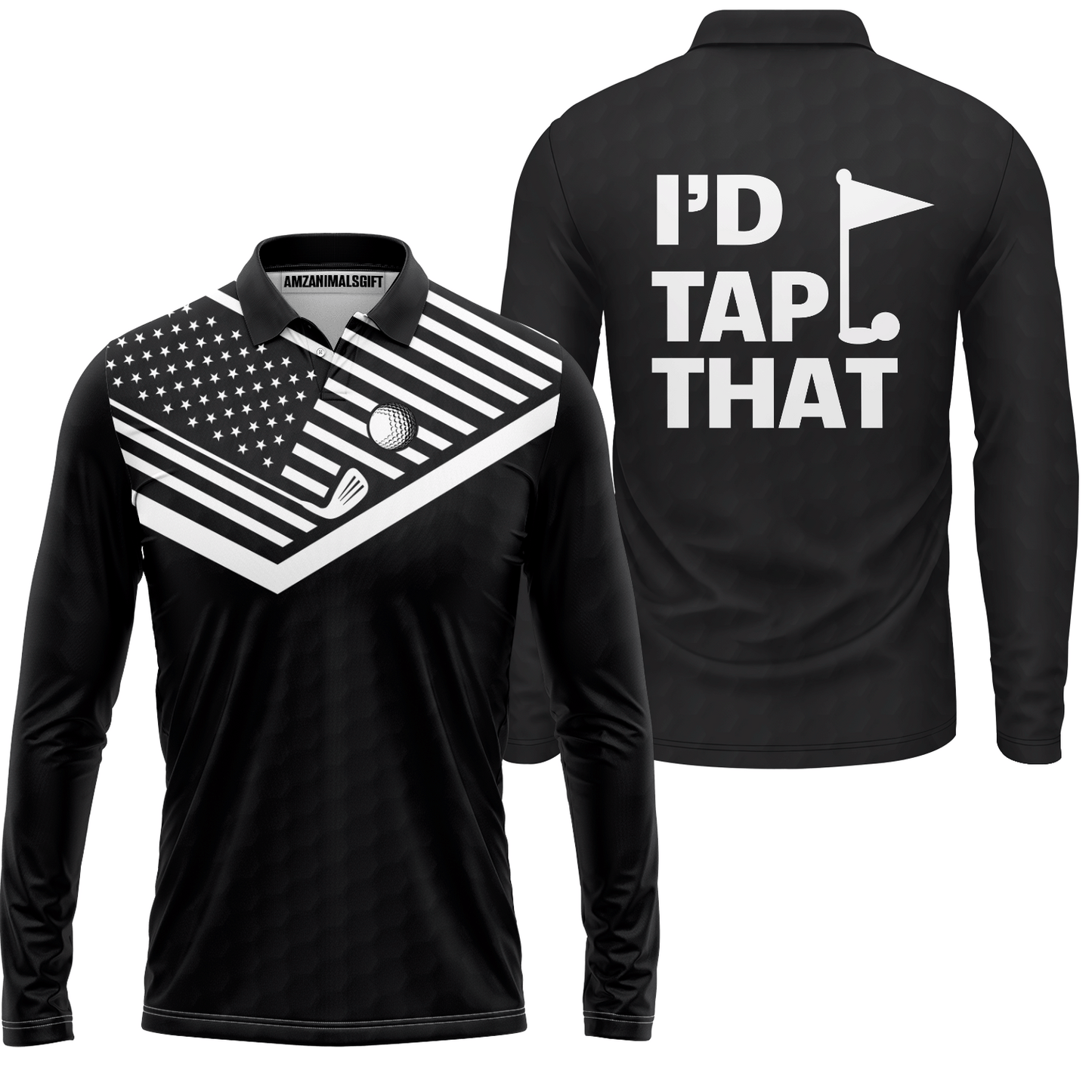 Personalized Golf American Flag Golf Unisex Polo Shirt, I'd Tap That Golf Custom Shirt For Men, Gift Idea For Male Players, Gift For Golfers