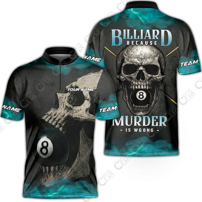 Customized Billiards Stand Collar Quarter-Zip Short Sleeve Jersey, Personalized Death Break 8 Ball Jersey Gift For Billiard Players