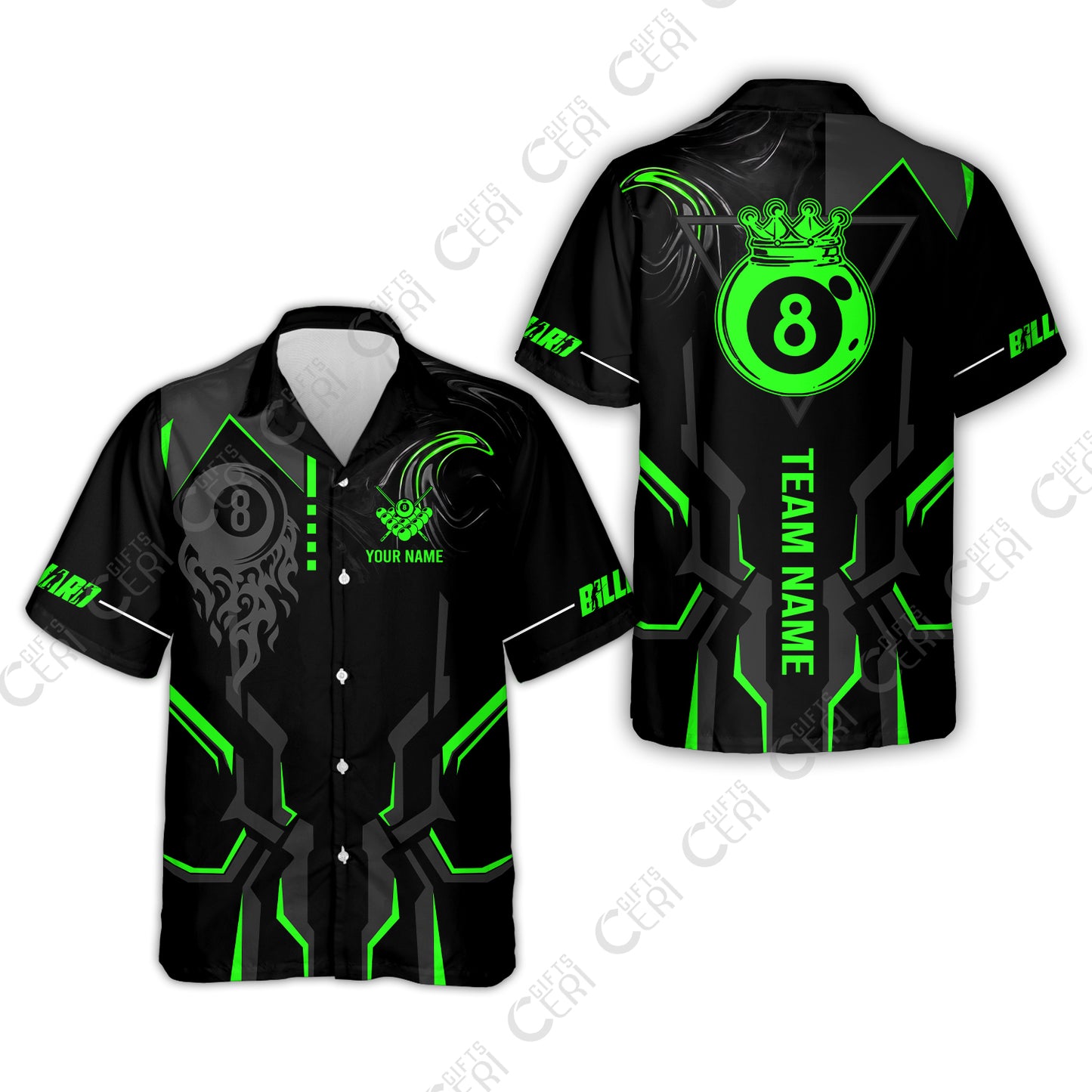 Customized 8 Ball Pool Hawaiian Shirt, 8-Ball Liquid Effect Smoke, Billiard Jerseys