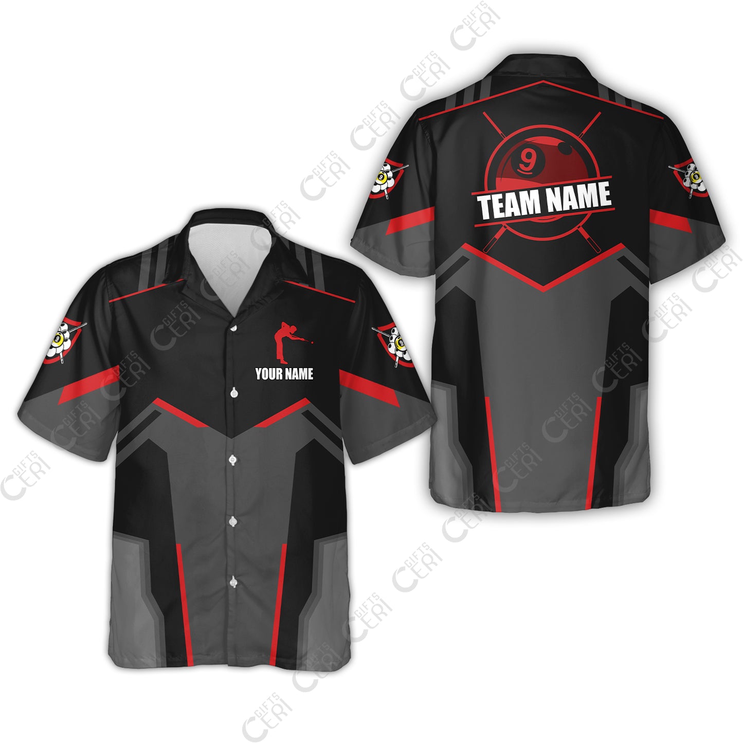 Customized 9 Ball Pool Hawaiian Shirt, Billiards Man Vector 9-Ball, Billiards Jerseys