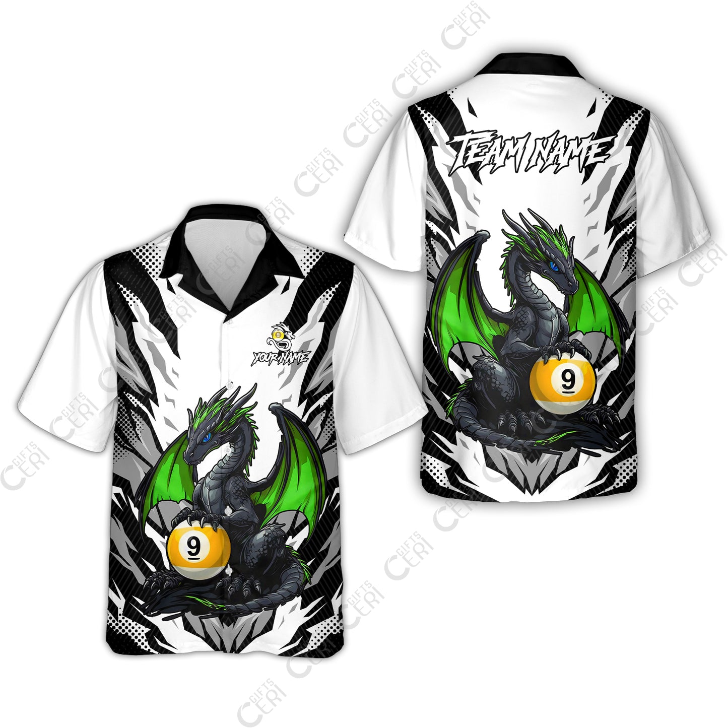 Customized Billiards Hawaiian Shirt, Personalized Baby Dragon 9 Ball Jersey Gift For Billiard Players
