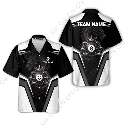Customized 8 Ball Pool Hawaiian Shirt, Dragon's Holding 8-Ball, Personalized Billiards Jersey
